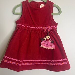 New! Gymboree Red Corduroy Dress Peruvian Doll Diaper Cover Pink Floral Trim Bow